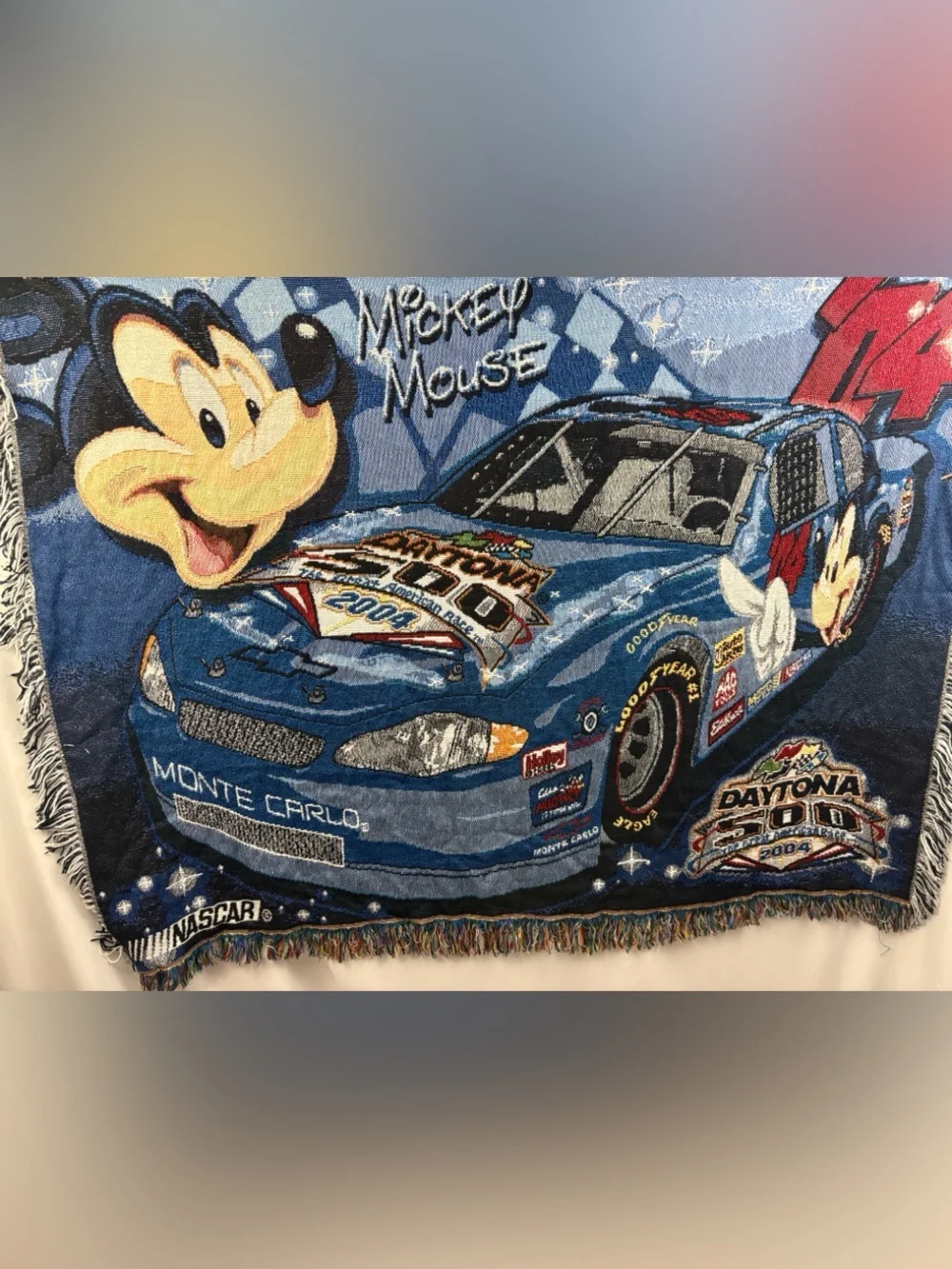 The Northwest Company NASCAR Daytona 500 Mickey Mouse Tapestry Throw Blanket
